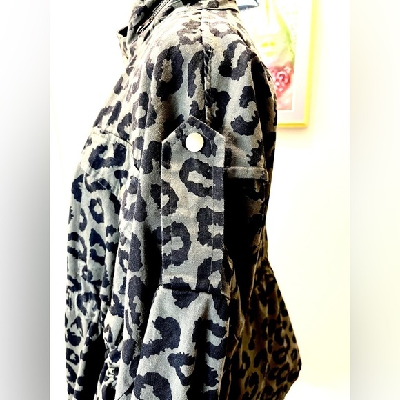 🆕Style hub cheetah print/dark green jkt/cinch waist adj/Pockets/Notchcollar - Picture 10 of 15